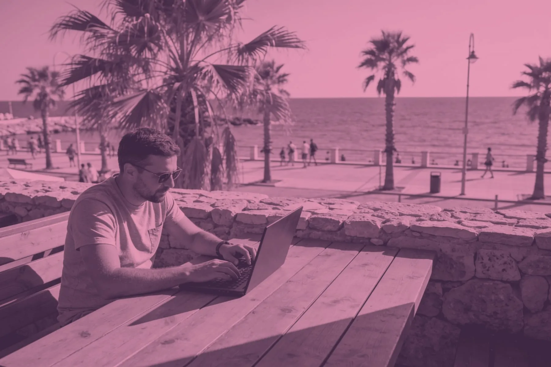 Someone working on a laptop in Cyprus